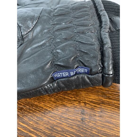Vintage ARIS Men's Black Water Barrier Winter Leather Mittens Size Small - Picture 4 of 4